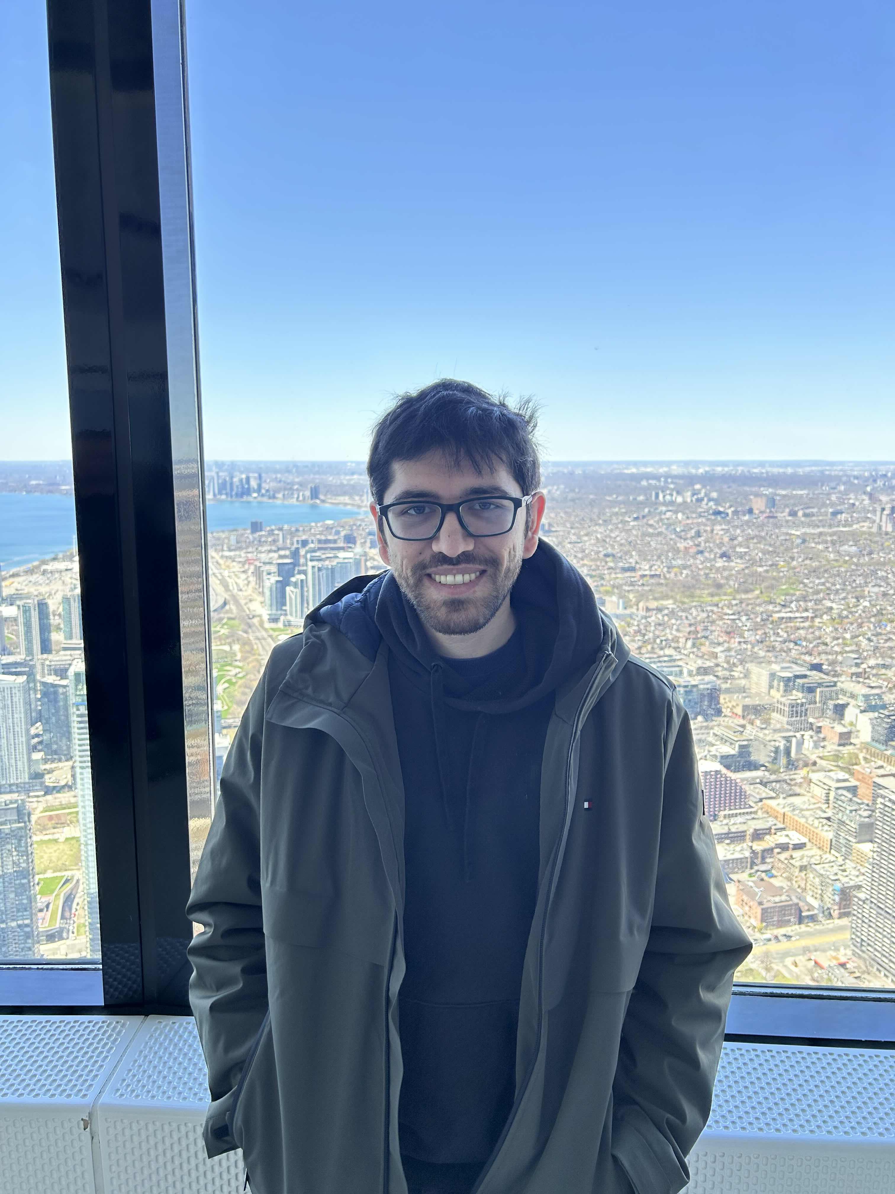 In Toronto at the CN Tower, I'm very high up!